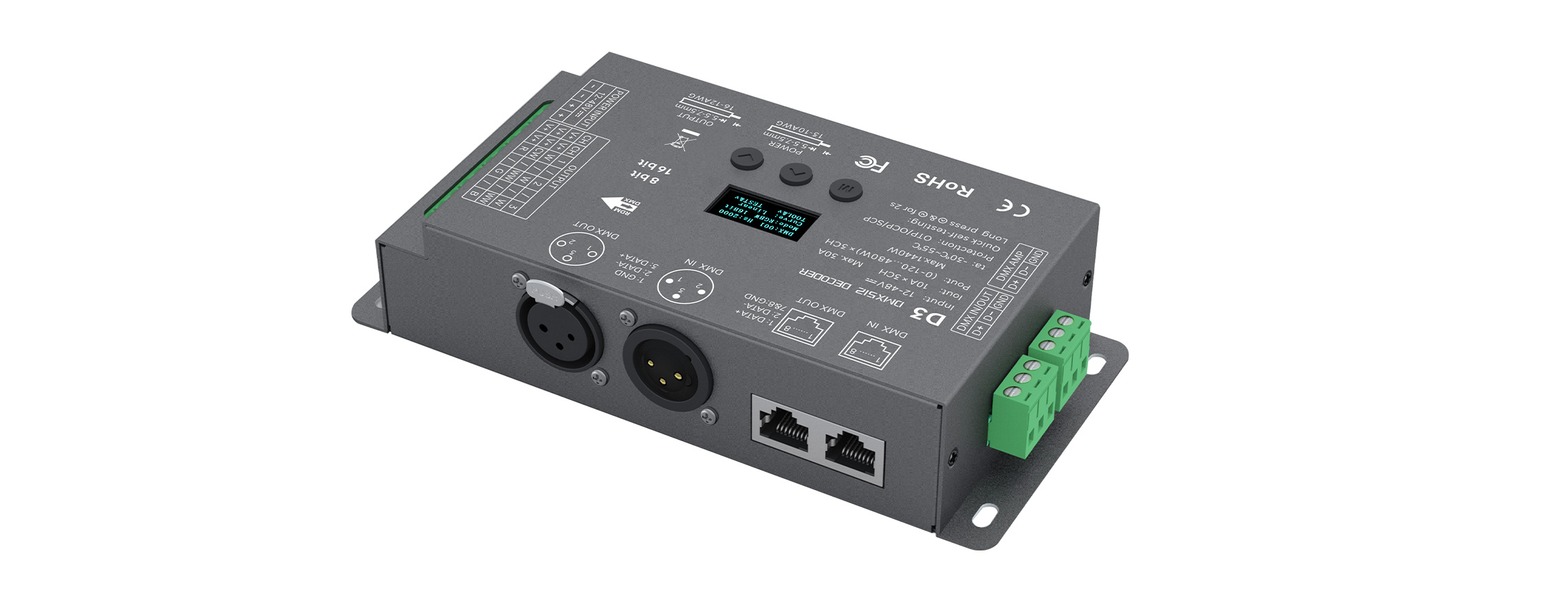 12-48VDC 3CHx10A CV DMX512/RDM Decoder D3