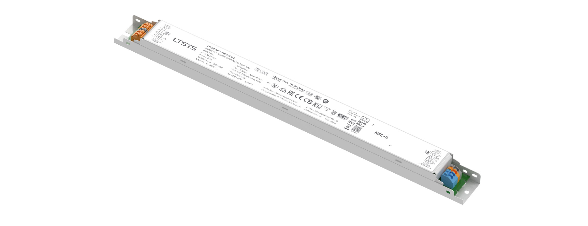 80W 600-2100mA NFC 0/1-10V CC Linear Intelligent Driver LF-80-600-2100-G1A2  (Built-in)
