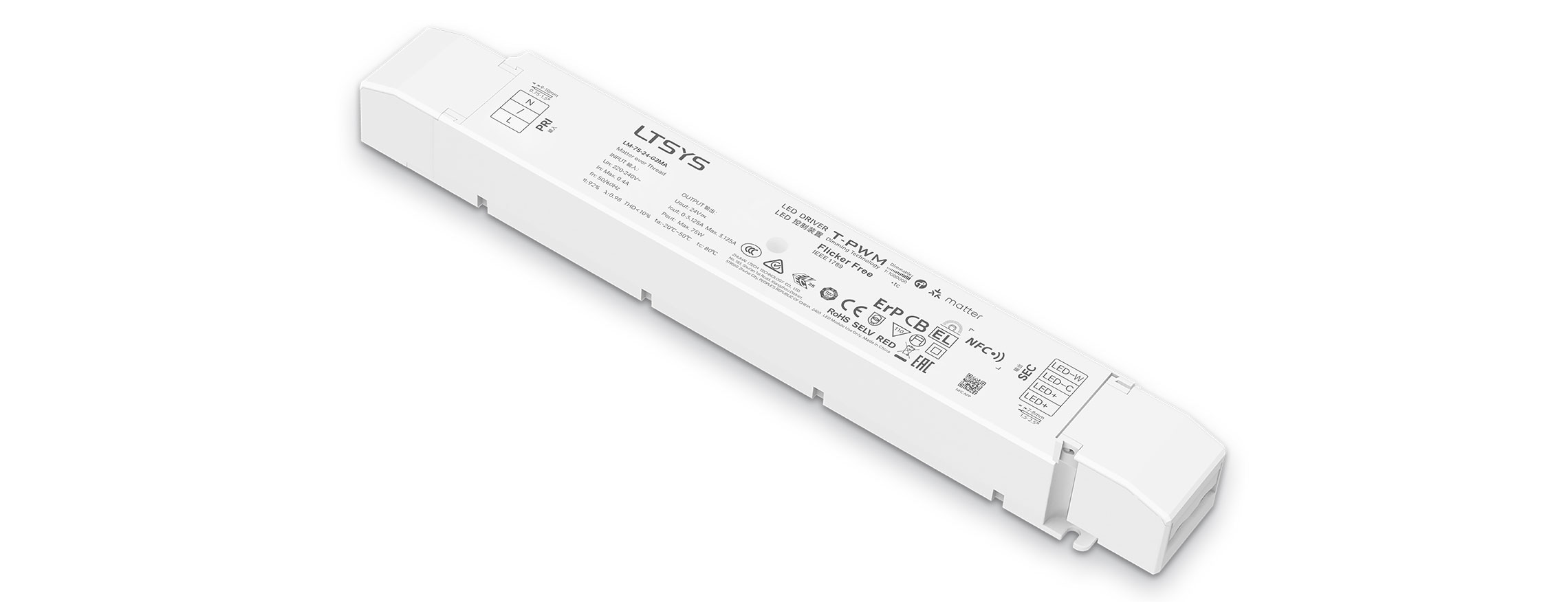 75W 24V NFC CV Matter Tunable White LED Driver LM-75-24-G2MA