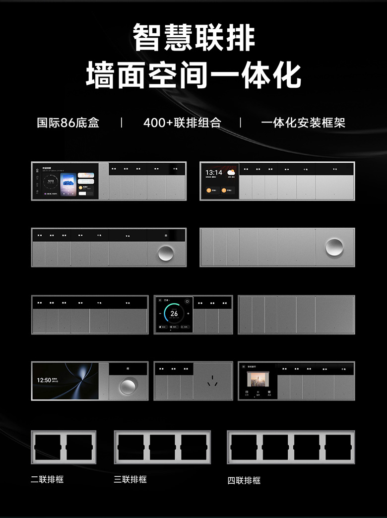 雷特智能家居SUPER+系列产品搭配雷特联排框使用效果图