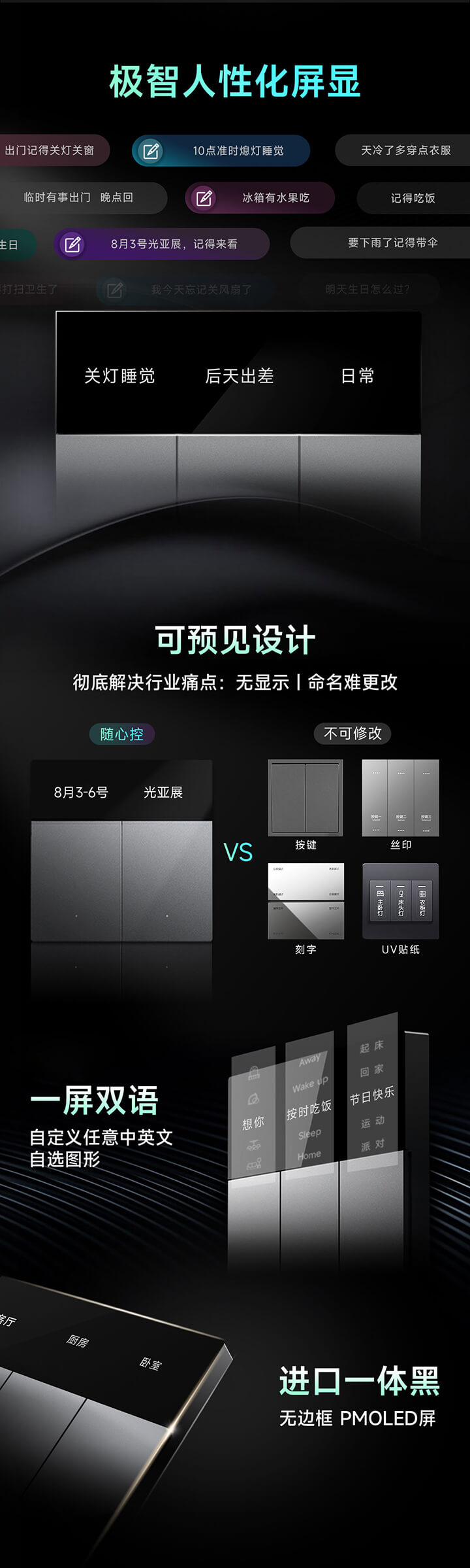 雷特创想系列智能面板极智人性化屏显